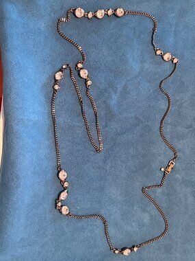Givenchy Rose gold Tone Crystal Station Long Necklace
